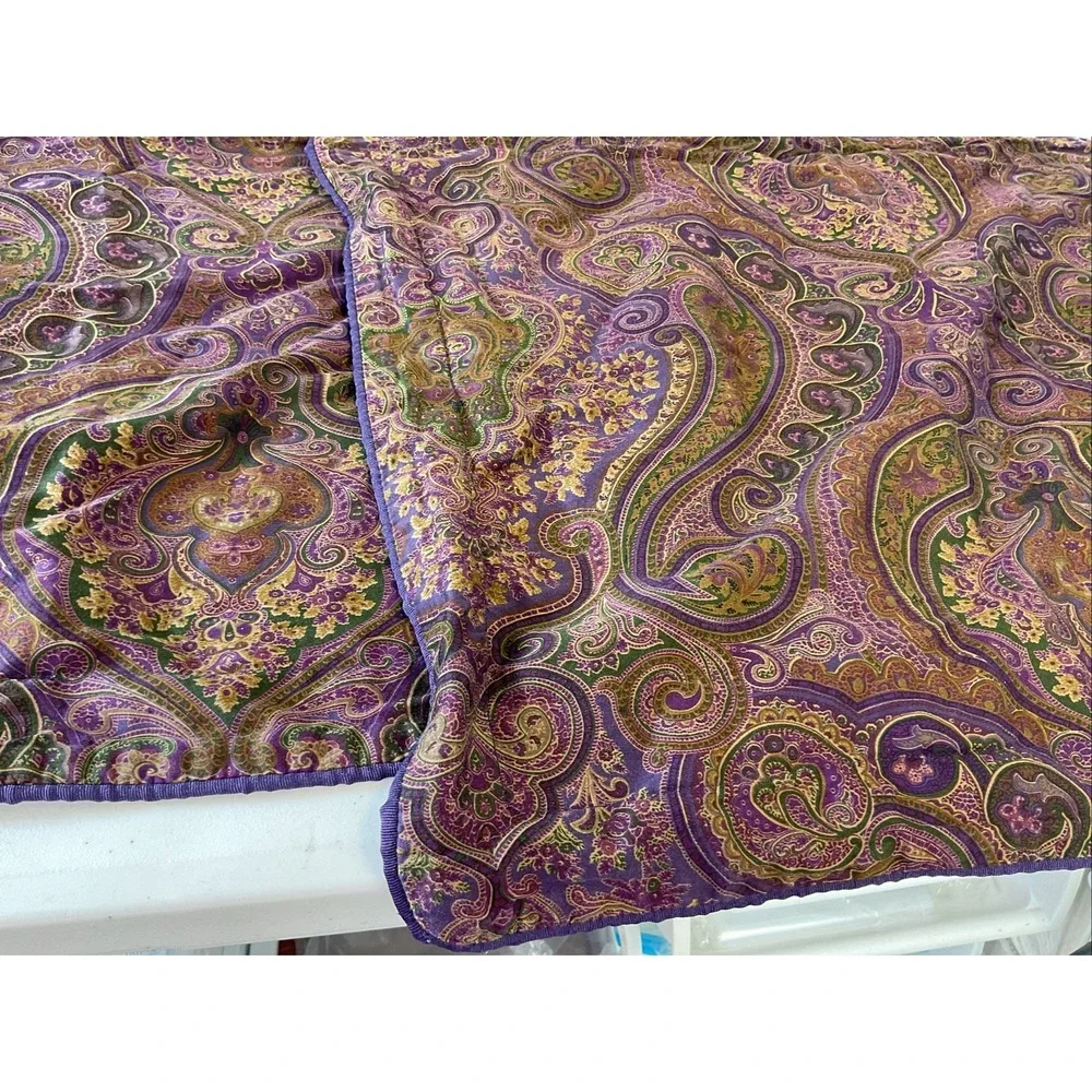 Lot (2) Ralph Lauren Chaps Preston Pillow Shams Cases Standard Purple Paisley